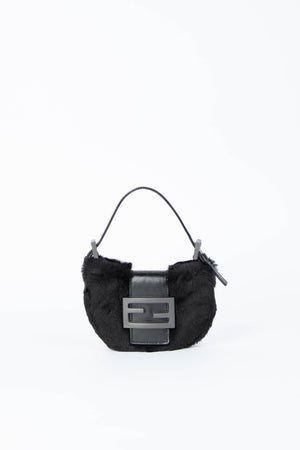 Vintage Fendi Black Fur Mini Croissant Bag