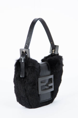Vintage Fendi Black Fur Mini Croissant Bag