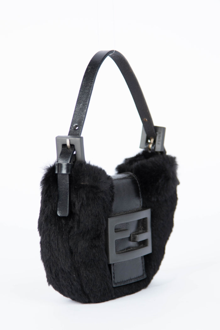 Vintage Fendi Black Fur Mini Croissant Bag