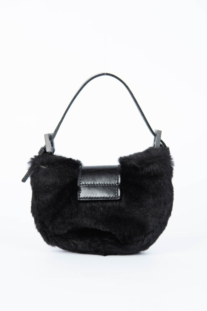 Vintage Fendi Black Fur Mini Croissant Bag