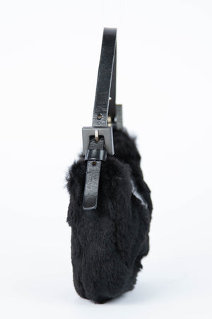 Vintage Fendi Black Fur Mini Croissant Bag