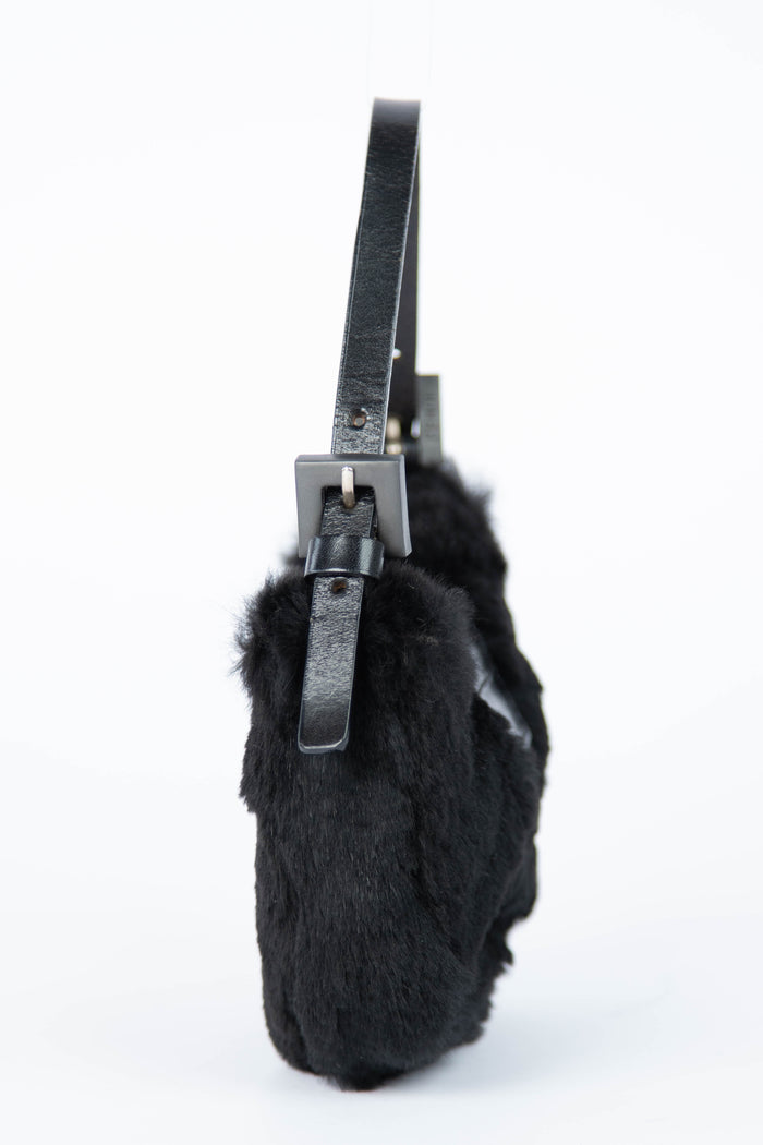 Vintage Fendi Black Fur Mini Croissant Bag