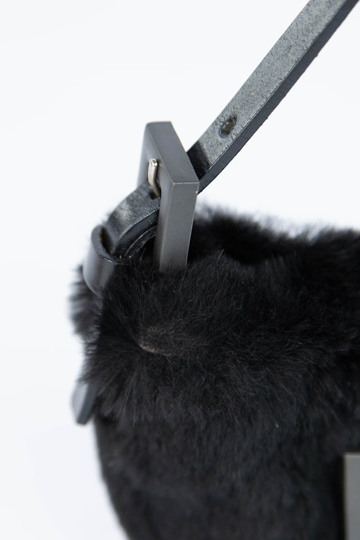 Vintage Fendi Black Fur Mini Croissant Bag