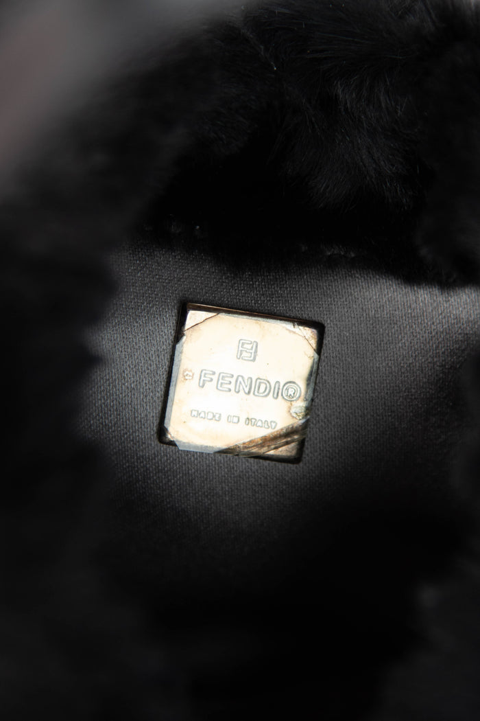 Vintage Fendi Black Fur Mini Croissant Bag