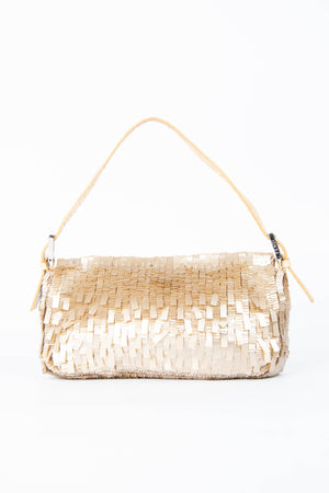 RARE Vintage Fendi Champagne Sequin Baguette Shoulder Bag