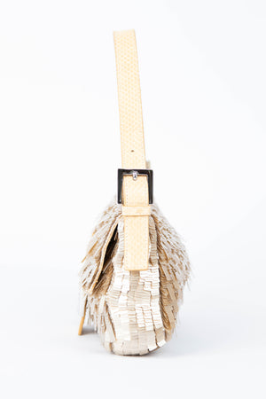 RARE Vintage Fendi Champagne Sequin Baguette Shoulder Bag