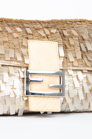 RARE Vintage Fendi Champagne Sequin Baguette Shoulder Bag
