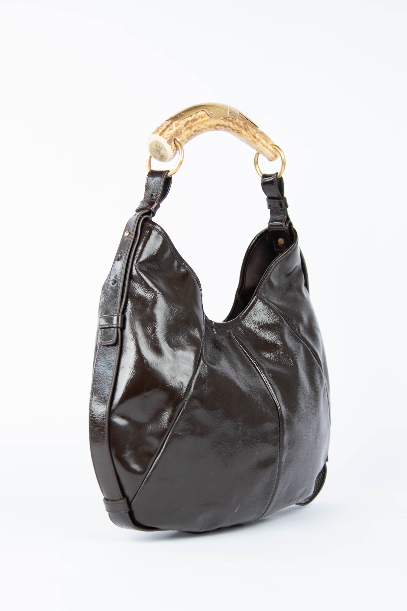 Vintage Yves Saint Laurent Dark Brown Leather Mombasa Shoulder Bag