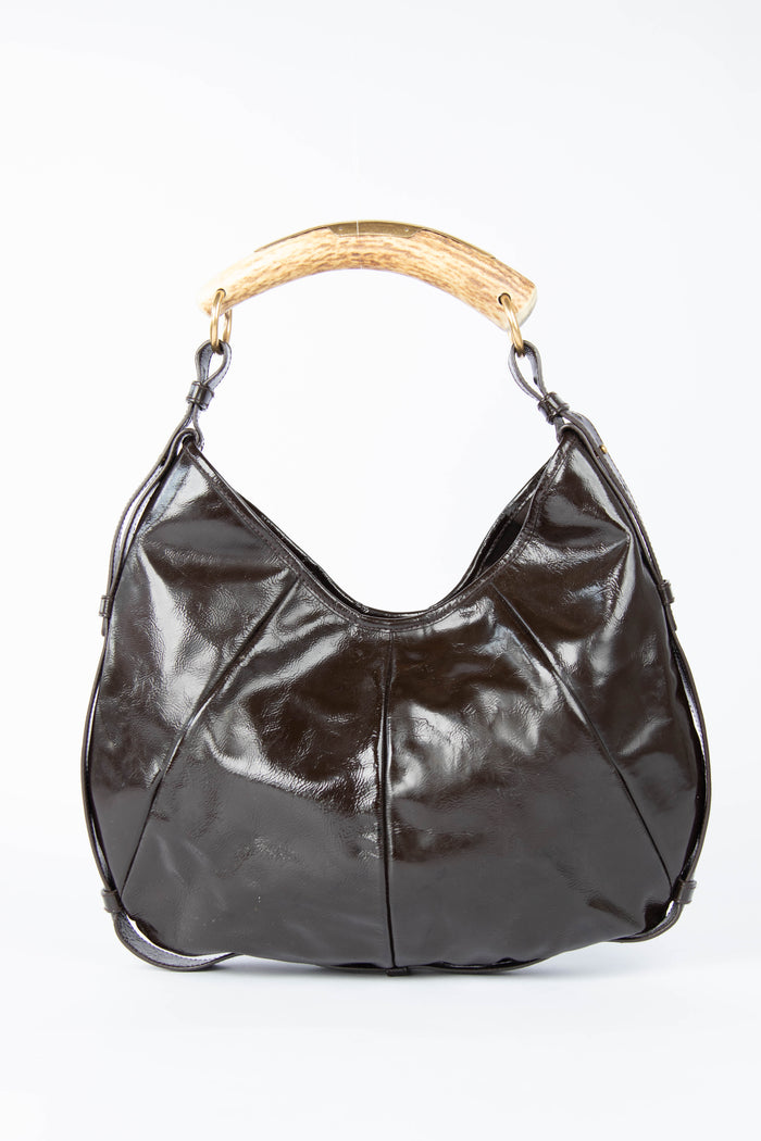 Vintage Yves Saint Laurent Dark Brown Leather Mombasa Shoulder Bag