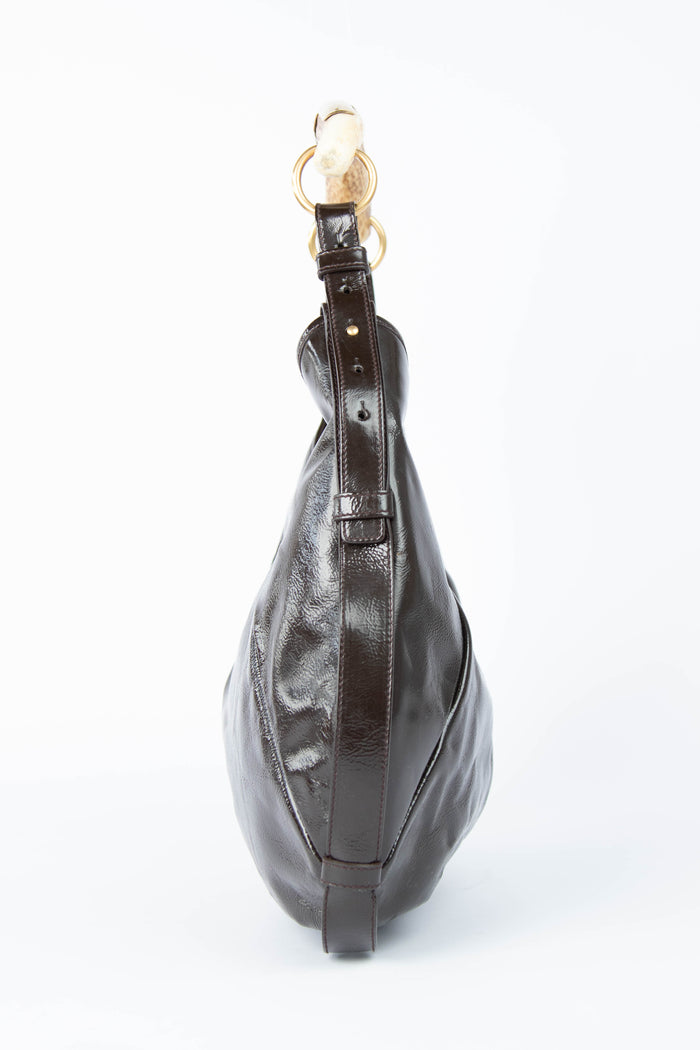 Vintage Yves Saint Laurent Dark Brown Leather Mombasa Shoulder Bag