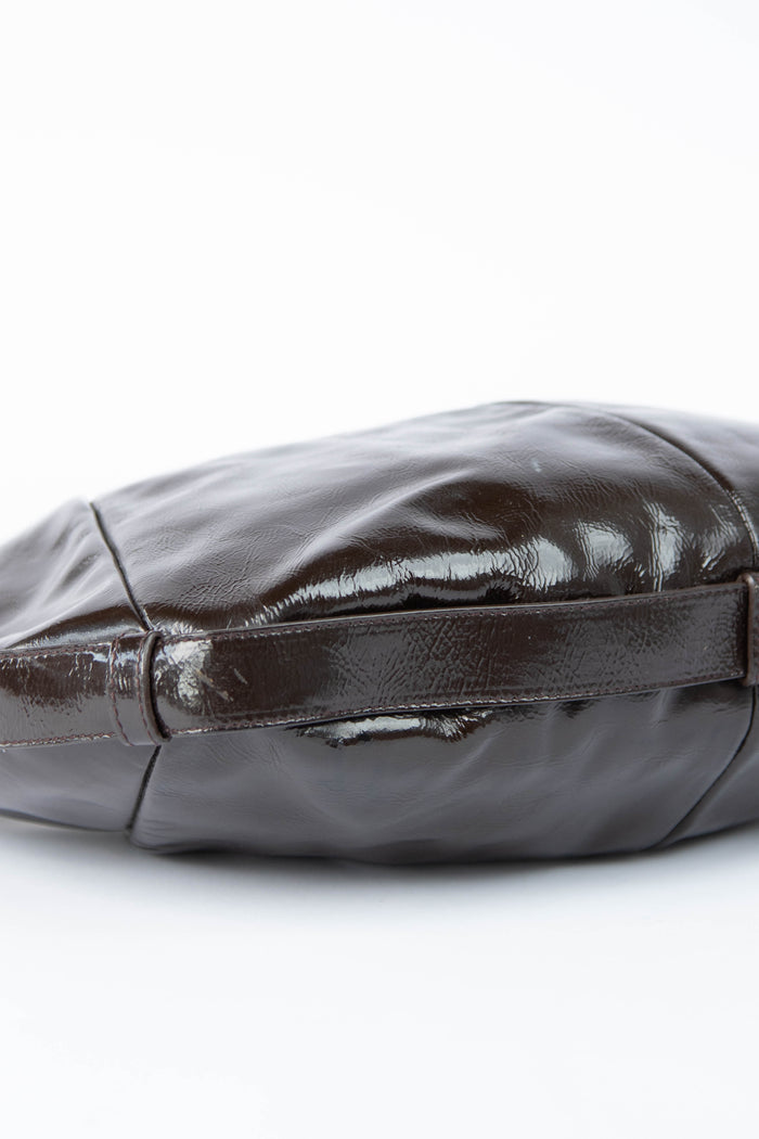 Vintage Yves Saint Laurent Dark Brown Leather Mombasa Shoulder Bag