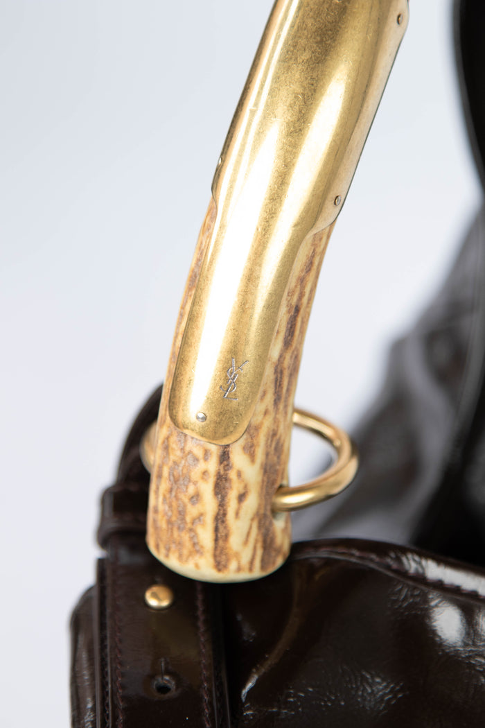 Vintage Yves Saint Laurent Dark Brown Leather Mombasa Shoulder Bag