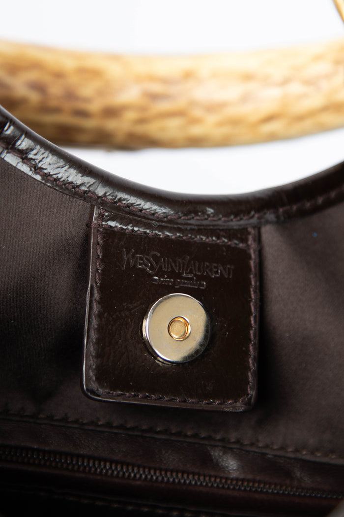 Vintage Yves Saint Laurent Dark Brown Leather Mombasa Shoulder Bag