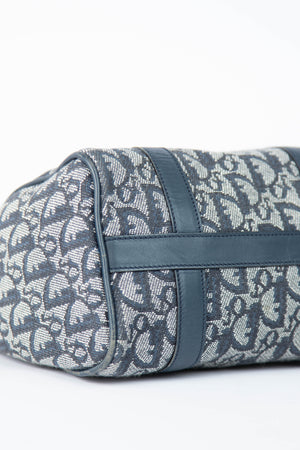 2000s Christian Dior Navy Monogram Canvas Small Boston Bag