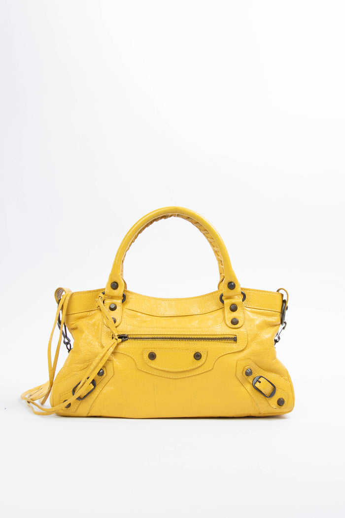 2000s Balenciaga Yellow Leather First City Shoulder Bag