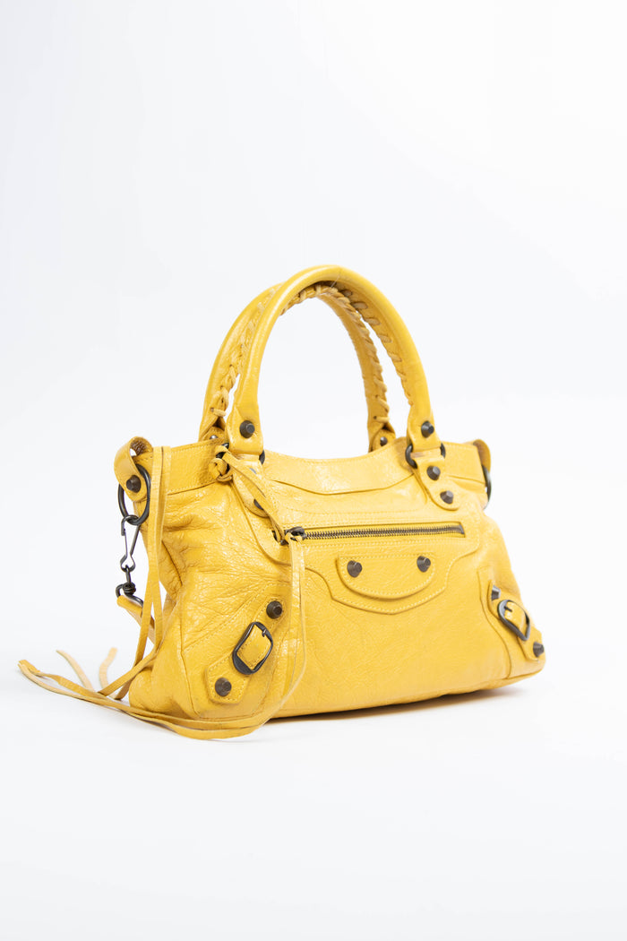 2000s Balenciaga Yellow Leather First City Shoulder Bag