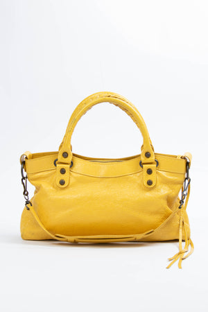 2000s Balenciaga Yellow Leather First City Shoulder Bag