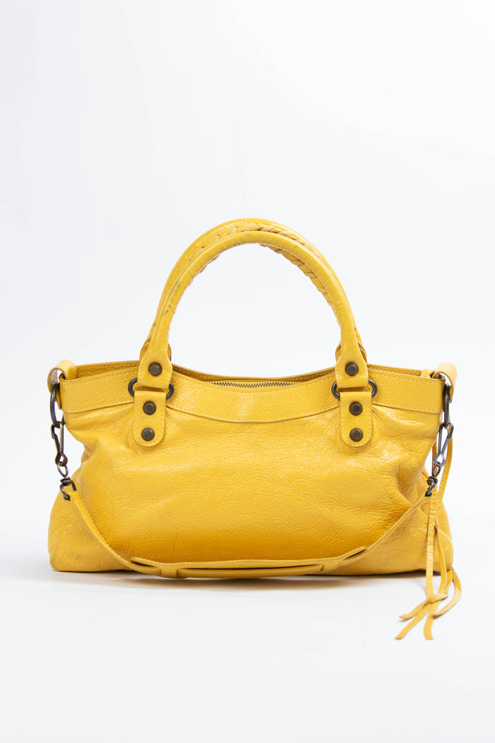 2000s Balenciaga Yellow Leather First City Shoulder Bag