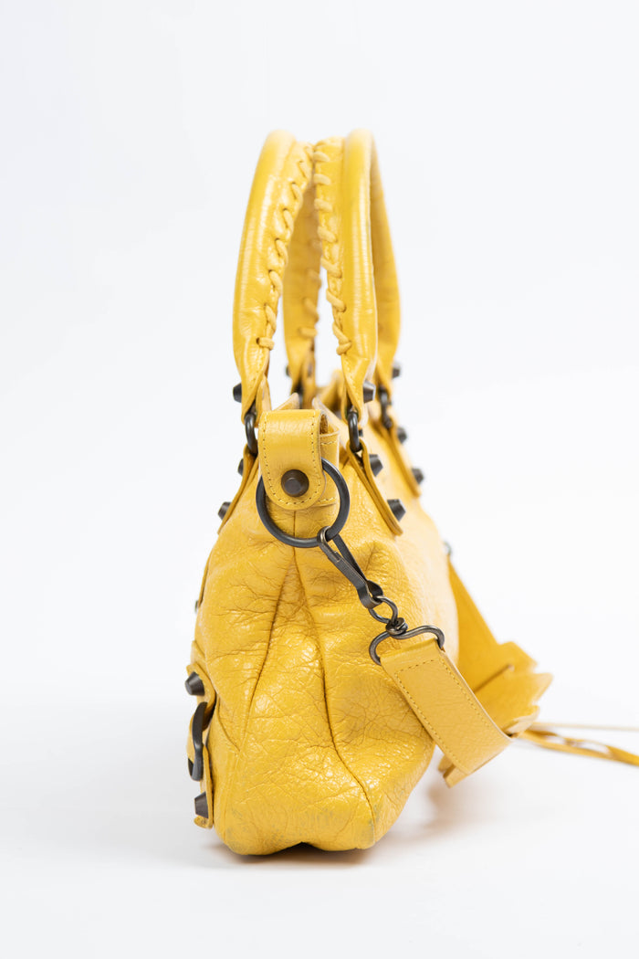 2000s Balenciaga Yellow Leather First City Shoulder Bag