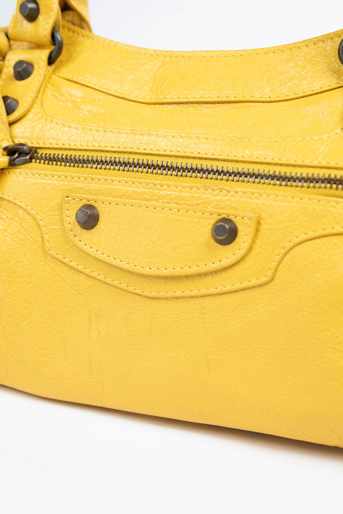 2000s Balenciaga Yellow Leather First City Shoulder Bag