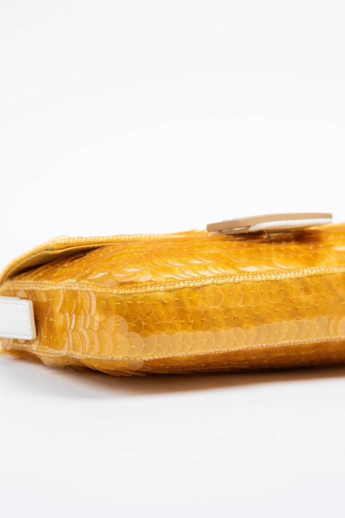 RARE Fendi Yellow Sequin Baguette Shoulder Bag