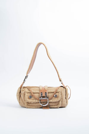2000s Christian Dior Shearling Flight Collection Shoulder Bag