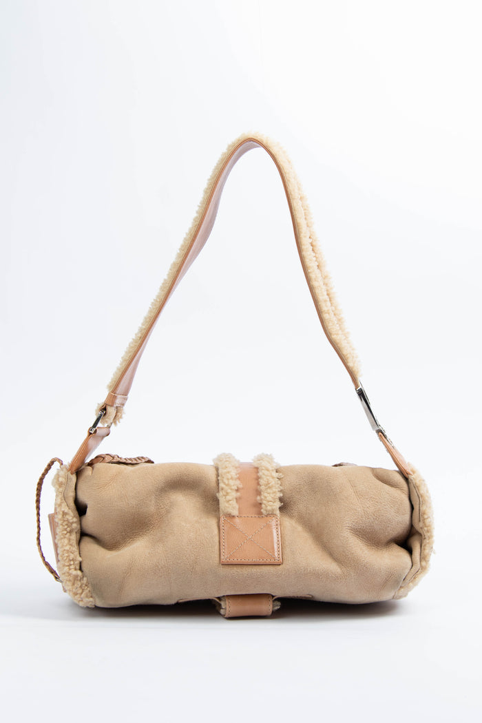 2000s Christian Dior Shearling Flight Collection Shoulder Bag