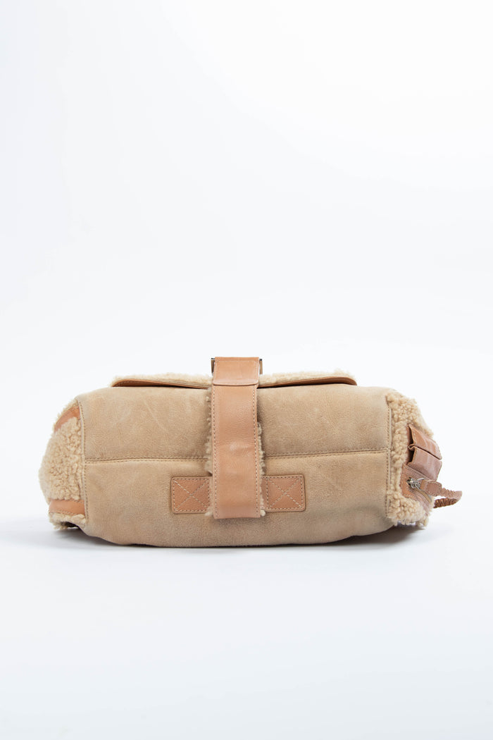 2000s Christian Dior Shearling Flight Collection Shoulder Bag