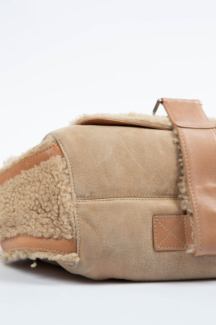 2000s Christian Dior Shearling Flight Collection Shoulder Bag