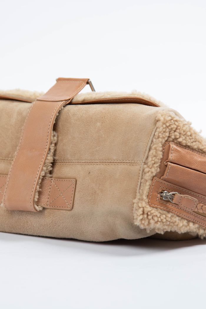 2000s Christian Dior Shearling Flight Collection Shoulder Bag