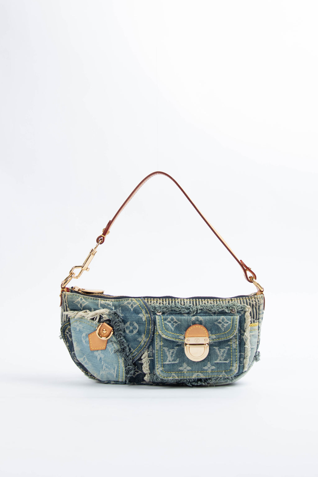 RARE 2000s Louis Vuitton Denim Patchwork Shoulder Bag