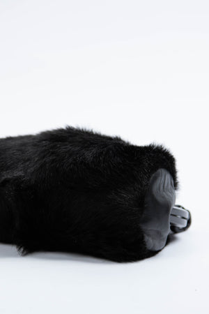 RARE Chanel Vintage Black Fur Kiss Lock Shoulder Bag