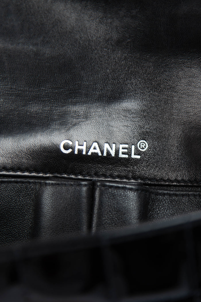 2000s Chanel Patent Leather Chocolate Bar East West Shoulder Bag