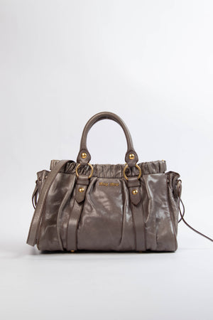 2000s Miu Miu Dark Taupe Vitello Shoulder Bag
