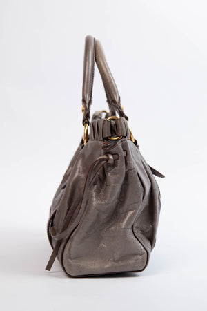 2000s Miu Miu Dark Taupe Vitello Shoulder Bag