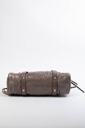 2000s Miu Miu Dark Taupe Vitello Shoulder Bag