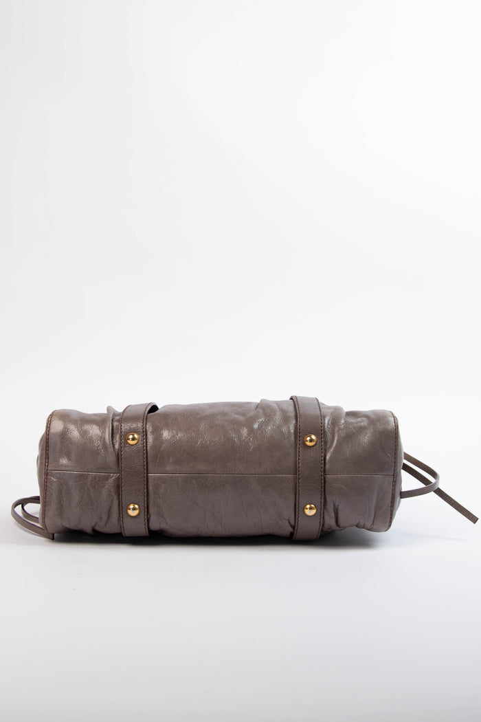 2000s Miu Miu Dark Taupe Vitello Shoulder Bag