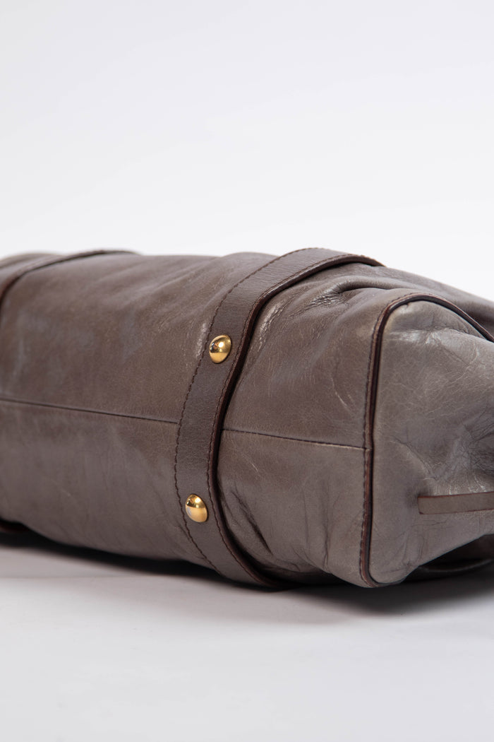 2000s Miu Miu Dark Taupe Vitello Shoulder Bag