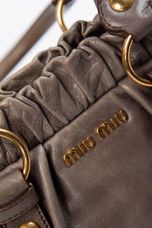 2000s Miu Miu Dark Taupe Vitello Shoulder Bag