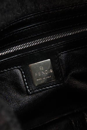 Vintage Fendi Grey Zucca Cashmere Baguette Shoulder Bag