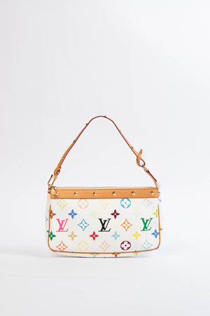2000s Louis Vuitton x Takashi Murakami White Multicolour Pochette Accessoires