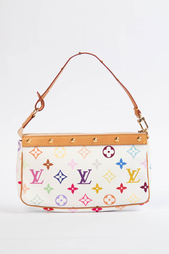 2000s Louis Vuitton x Takashi Murakami White Multicolour Pochette Accessoires
