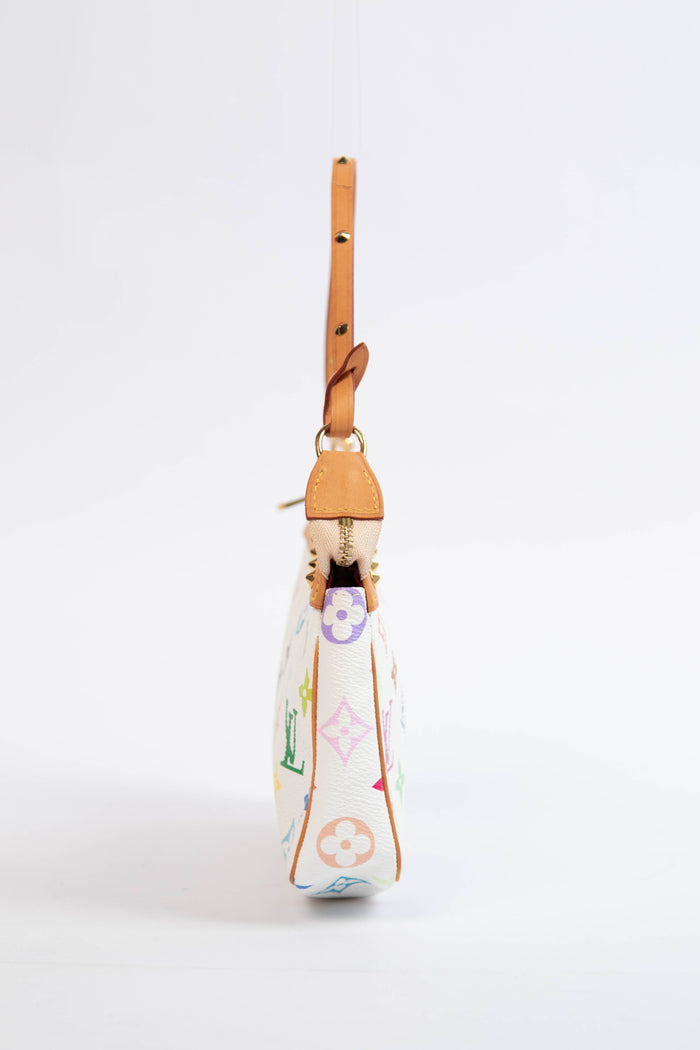 2000s Louis Vuitton x Takashi Murakami White Multicolour Pochette Accessoires