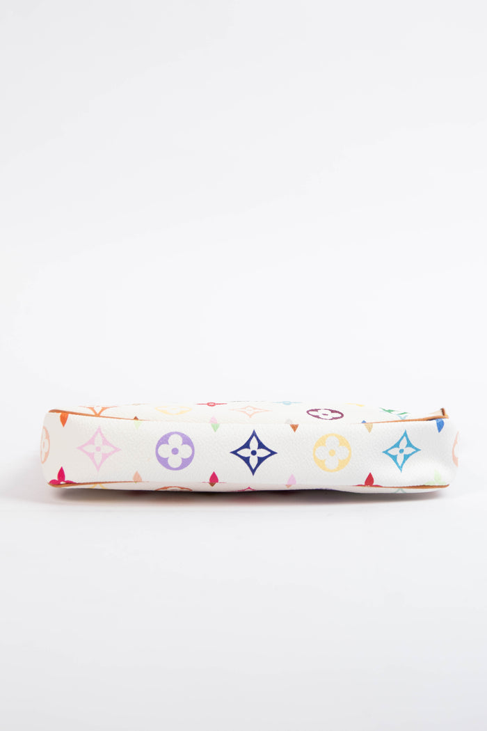 2000s Louis Vuitton x Takashi Murakami White Multicolour Pochette Accessoires
