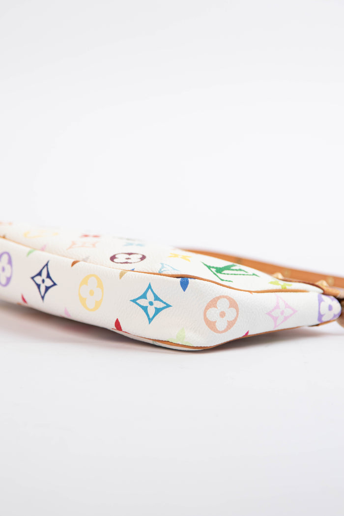 2000s Louis Vuitton x Takashi Murakami White Multicolour Pochette Accessoires