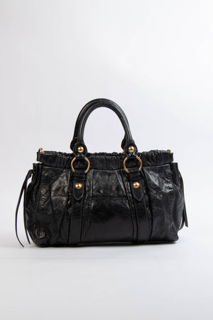 2000s Miu Miu Black Vitello Shoulder Bag