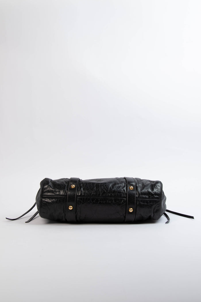 2000s Miu Miu Black Vitello Shoulder Bag