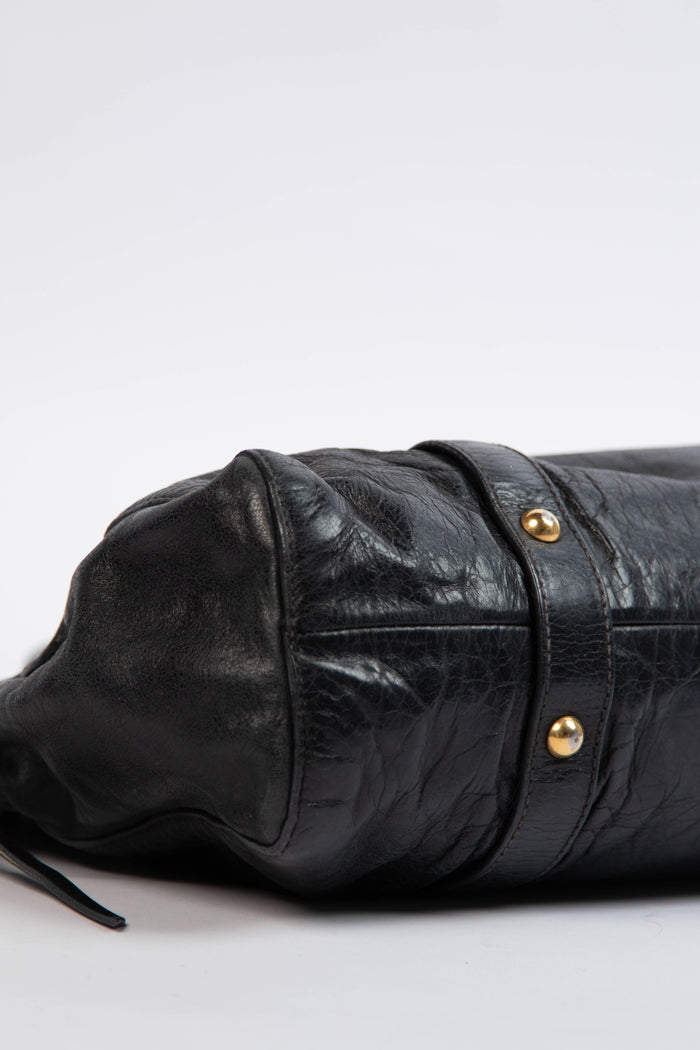 2000s Miu Miu Black Vitello Shoulder Bag