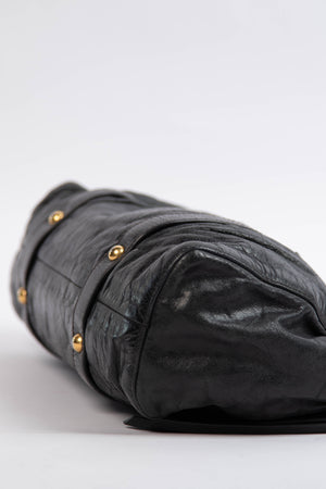 2000s Miu Miu Black Vitello Shoulder Bag