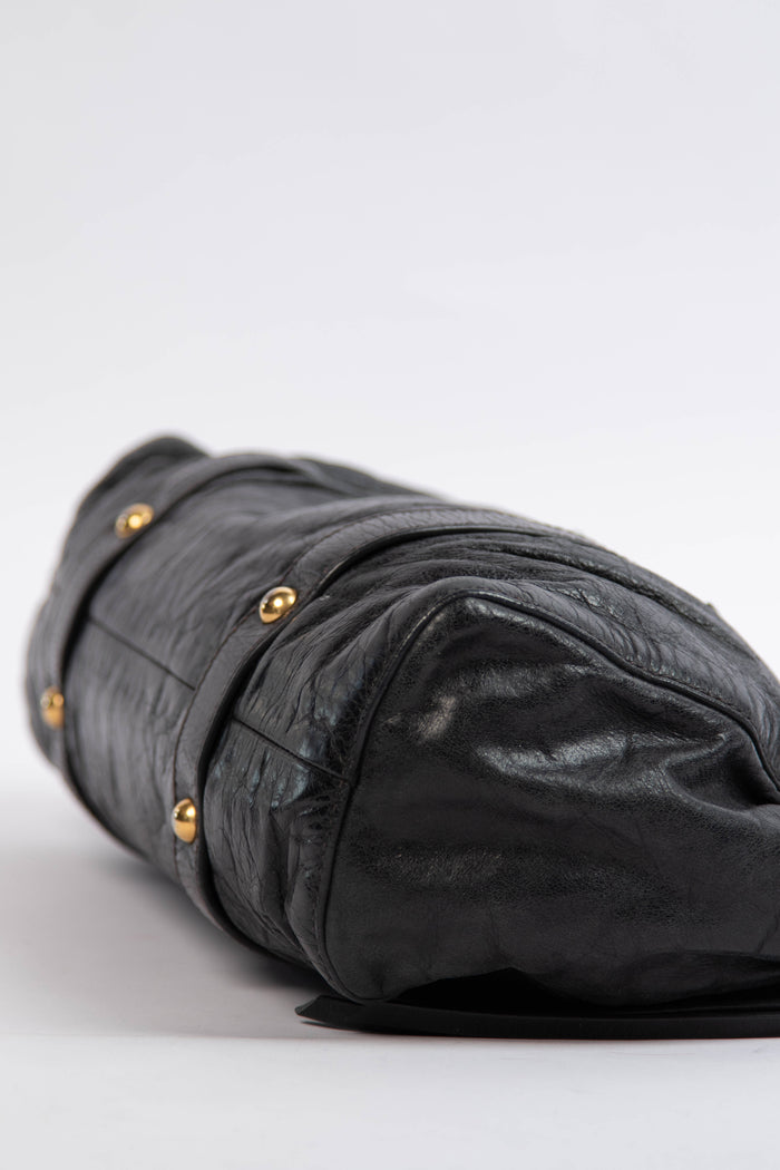 2000s Miu Miu Black Vitello Shoulder Bag